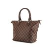 Bolso de mano Louis Vuitton Saleya en lona a cuadros ébano y cuero esmaltado marrón - 00pp thumbnail