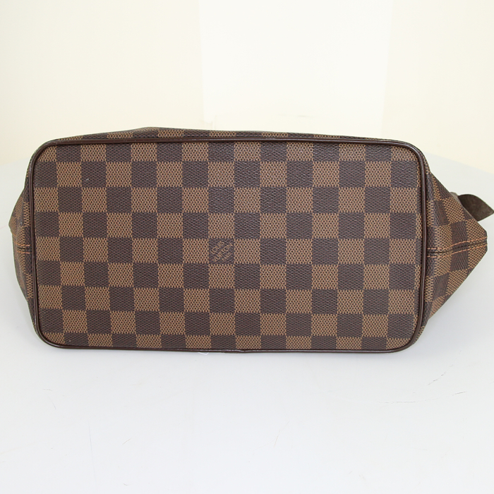 Borsa Louis Vuitton Saleya in tela a scacchi ebana e pelle lucida marrone - Detail D4