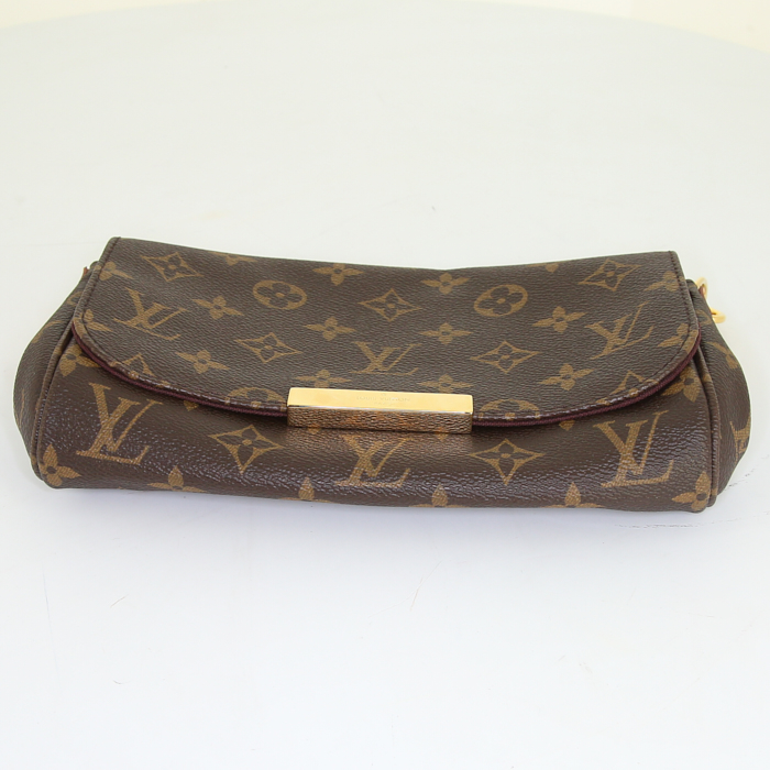 Pochette Louis Vuitton Favorite in tela monogram marrone e pelle marrone - Detail D4