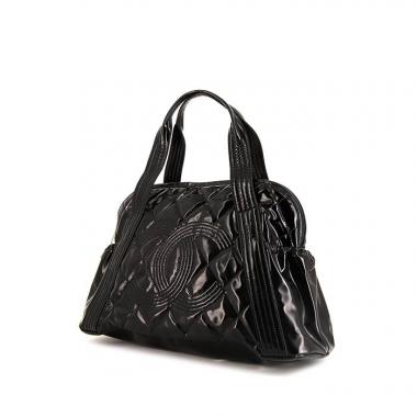 Bolso de mano Chanel Bowling en charol acolchado negro
