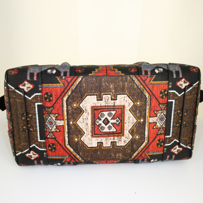 Bolso de fin de semana en cuero negro y rojo - Detail D4