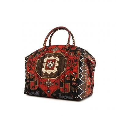 Bolso de fin de semana en cuero negro y rojo