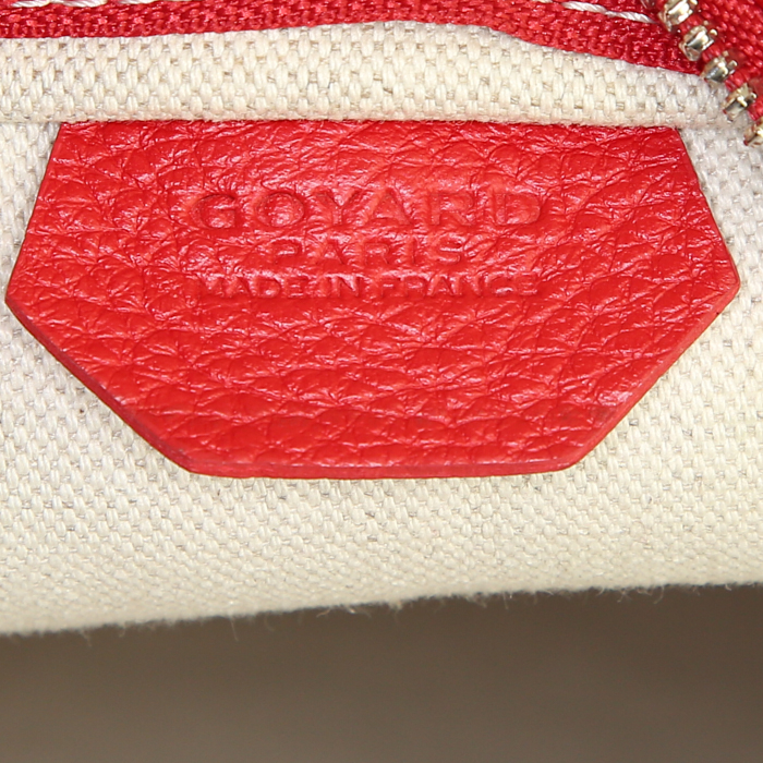 Goyard Grenadine 24 hours bag in red Goyard canvas and red grained leather - Detail D3
