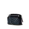 Chanel Camera shoulder bag in blue, turquoise and green velvet and python - 00pp thumbnail