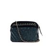 Chanel Camera shoulder bag in blue, turquoise and green velvet and python - 360 thumbnail