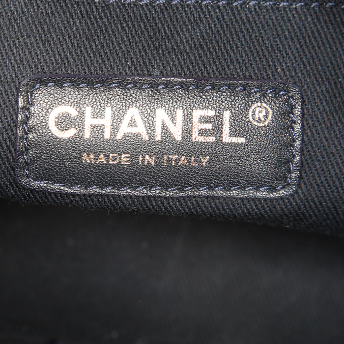 Chanel Camera shoulder bag in blue, turquoise and green velvet and python - Detail D4