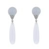 Vintage 1990's pendants earrings in white gold,  diamonds and chalcedony - 00pp thumbnail