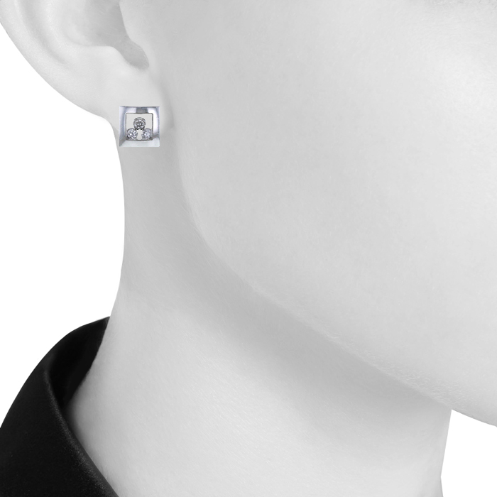 Chopard Happy Curves earrings in white gold and diamonds