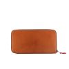 Hermes Silkin wallet in gold Barenia leather and red silk - 360 thumbnail
