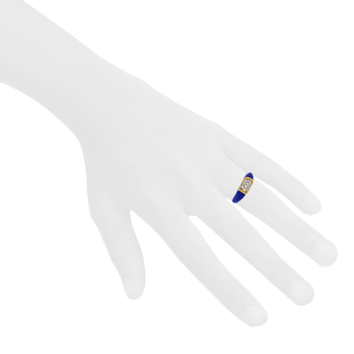 Van Cleef & Arpels Philippine 1960's ring in yellow gold,  lapis-lazuli and diamonds - Detail D1