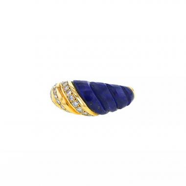 Van Cleef 
Arpels 1970's ring in yellow gold,  lapis-lazuli and diamonds