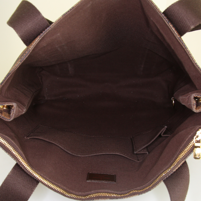 Shopping bag Louis Vuitton Beaubourg in tela a scacchi ebana e tela marrone - Detail D2