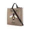 Shopping bag Gucci Suprême GG in tela monogram beige con motivo e pelle nera - 00pp thumbnail