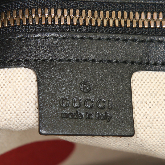 Bolso Cabás Gucci Suprême GG en lona Monogram beige y cuero negro - Detail D4
