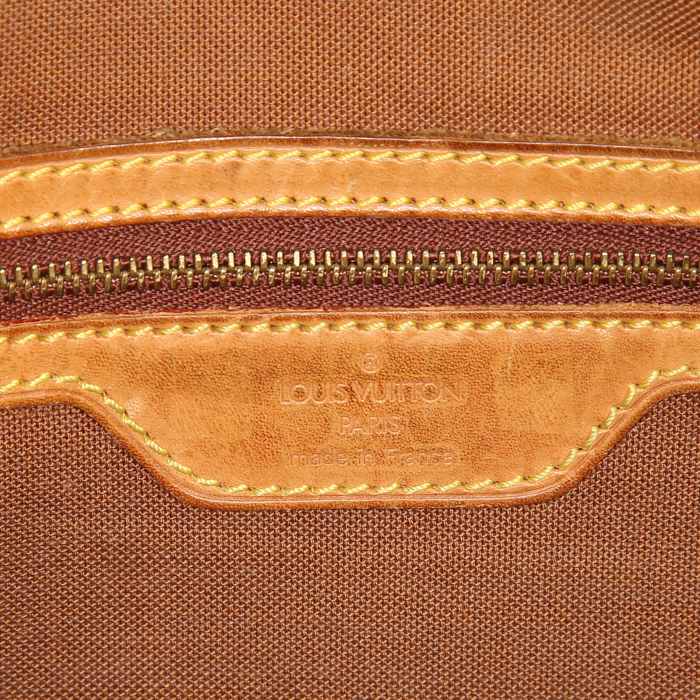 Bolso bandolera Louis Vuitton Messenger en lona Monogram marrón y cuero natural - Detail D3