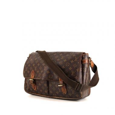 Bolso bandolera Louis Vuitton Messenger en lona Monogram marrón y cuero natural