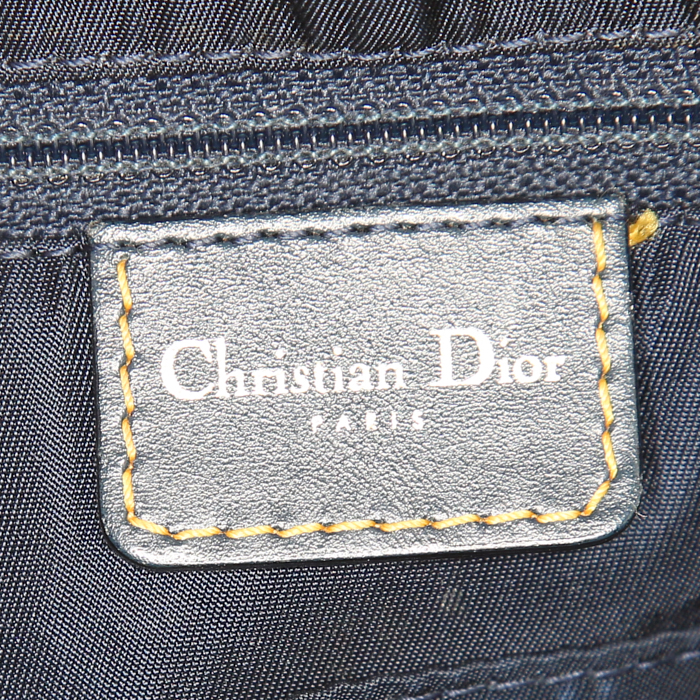 Bolso de mano Dior Saddle Bowler en lona Monogram Oblique azul y cuero azul - Detail D3