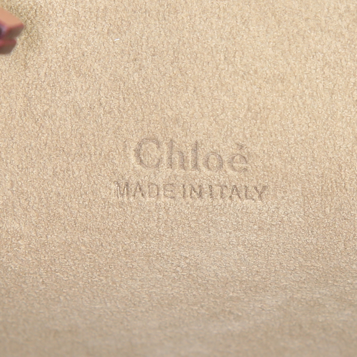 Bolso de mano Chloé Faye en cuero rosa y ante color burdeos - Detail D3