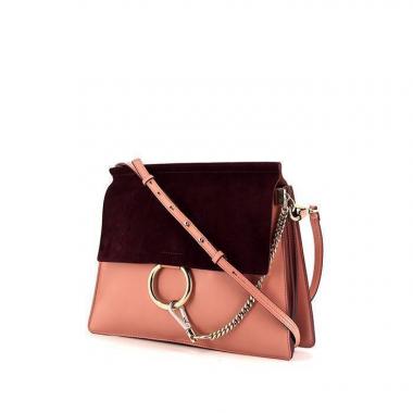 Sac à main Chloé Faye en cuir rose et daim bordeaux