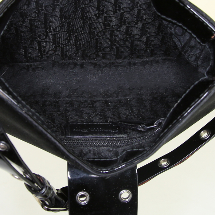 Dior Street Chic mini handbag in black satin and black vinyl - Detail D2