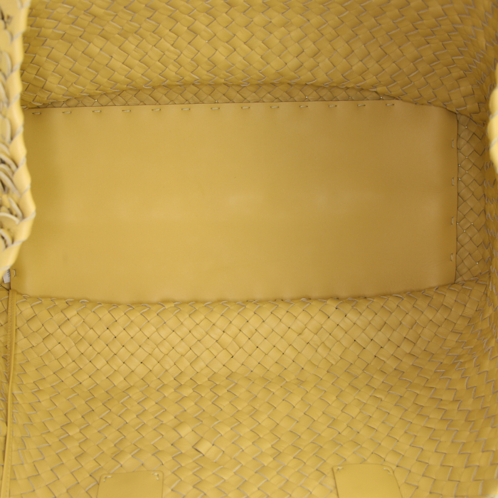 Sac Bottega Veneta Edition Limitée en cuir tressé jaune - Detail D2