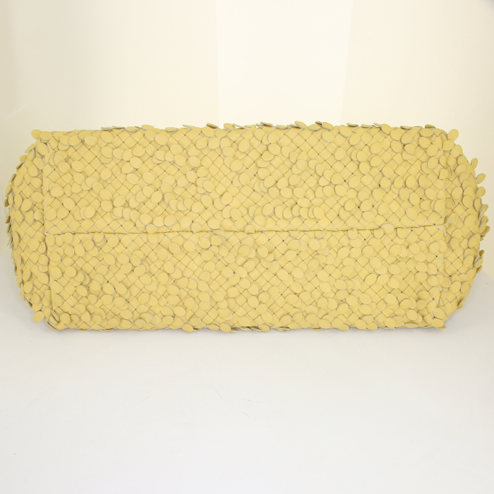 Sac Bottega Veneta Edition Limitée en cuir tressé jaune - Detail D4