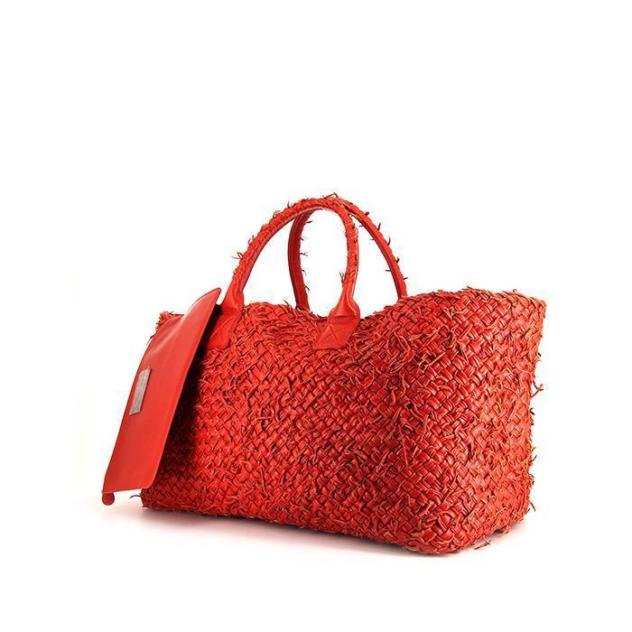 Bottega Veneta Edition Limitée shopping bag in red braided leather - 00pp