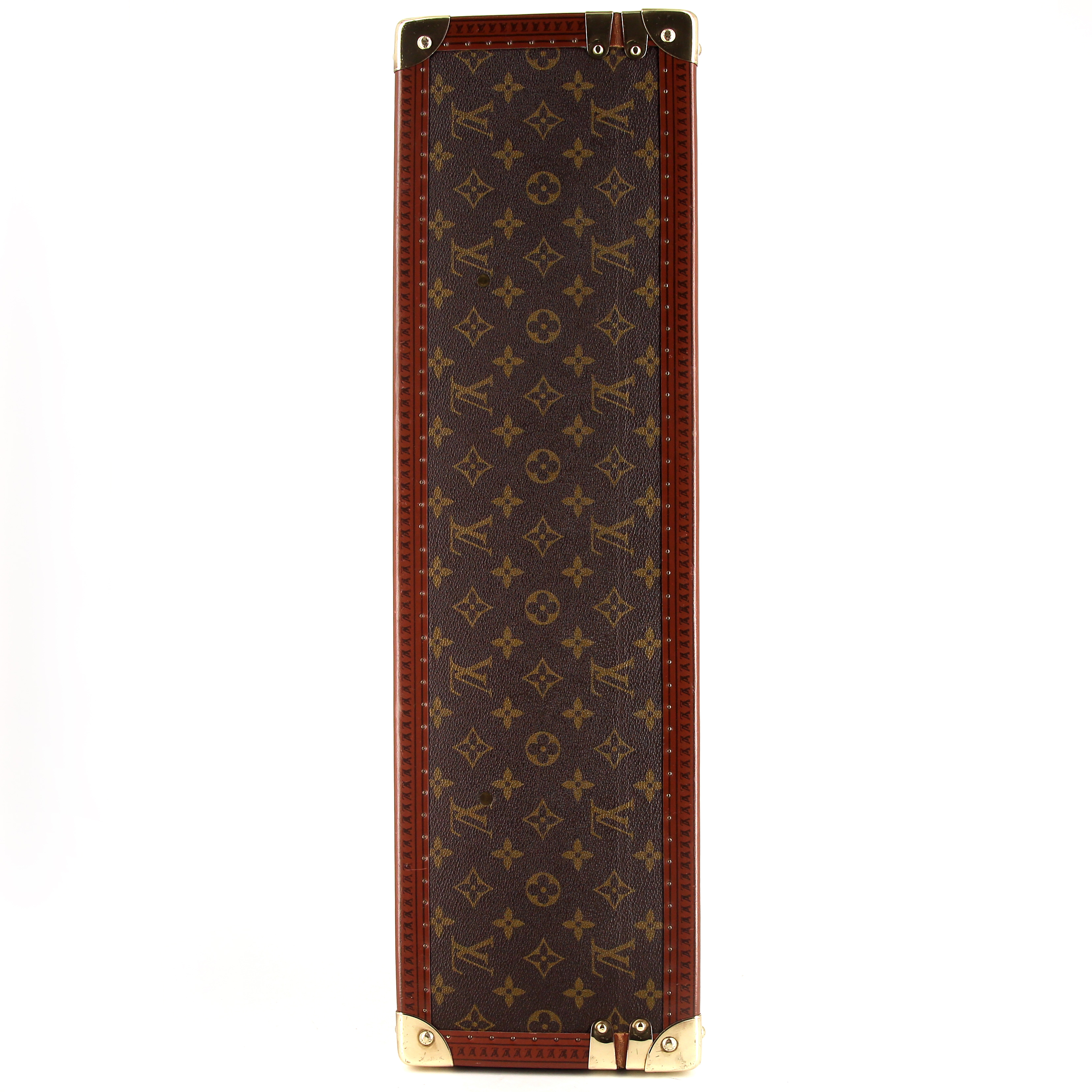 Louis Vuitton Bisten 60 rigid suitcase in brown monogram canvas and natural leather - Detail D4