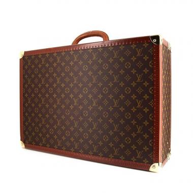 Maleta rígida Louis Vuitton Bisten 60 en lona Monogram marrón y cuero natural