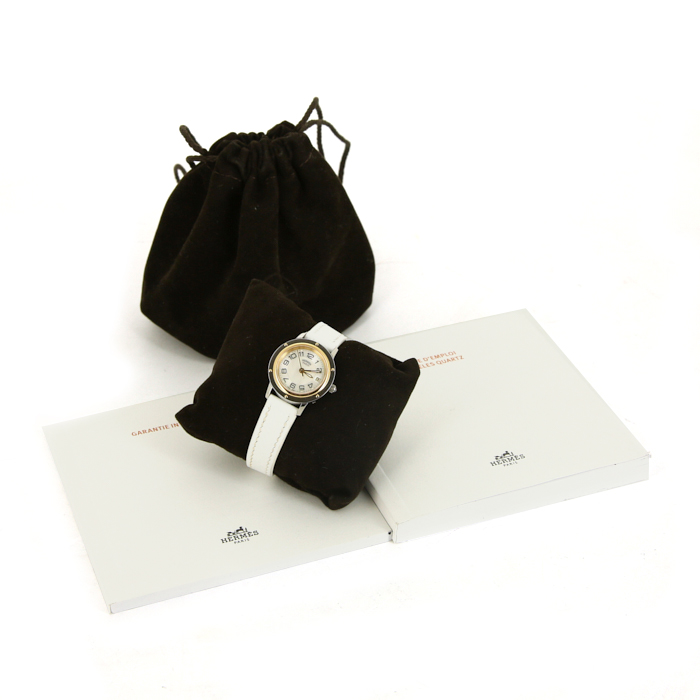 Hermes Clipper watch in stainless steel and gold plated Ref:  CP1.220 Circa  2010 - Detail D2