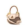 Gucci Bamboo shoulder bag in beige leather and beige monogram canvas - 00pp thumbnail