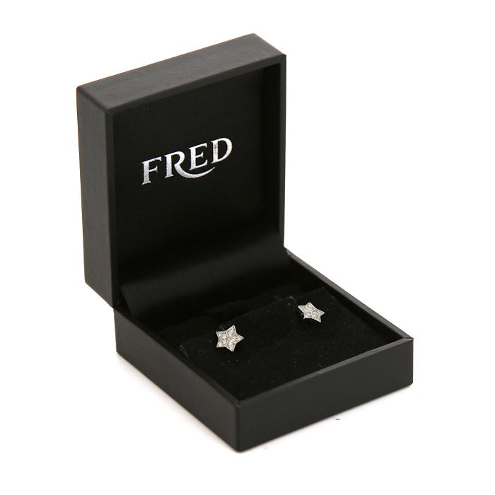 Fred Miss Fred Star small earrings in white gold and diamonds - Detail D2