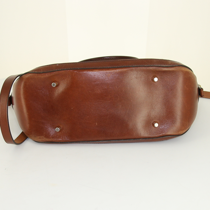 Borsa a tracolla Burberry Orchad Bridle in pelle marrone - Detail D5