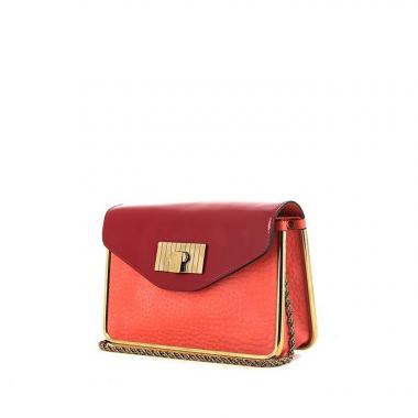 Bolso bandolera Chloé Sally en charol rojo y cuero granulado rosa