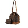 Shopping bag Louis Vuitton Noé modello grande in tela monogram marrone e pelle naturale - 00pp thumbnail