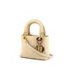 Dior Mini Lady Dior shoulder bag in cream color leather cannage - 00pp thumbnail