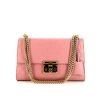Bolso bandolera Gucci Padlock modelo mediano en cuero Monogram color rosa claro - 360 thumbnail