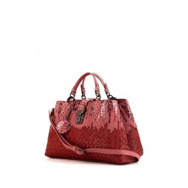 Bottega Veneta Roma bag in pink and burgundy intrecciato leather