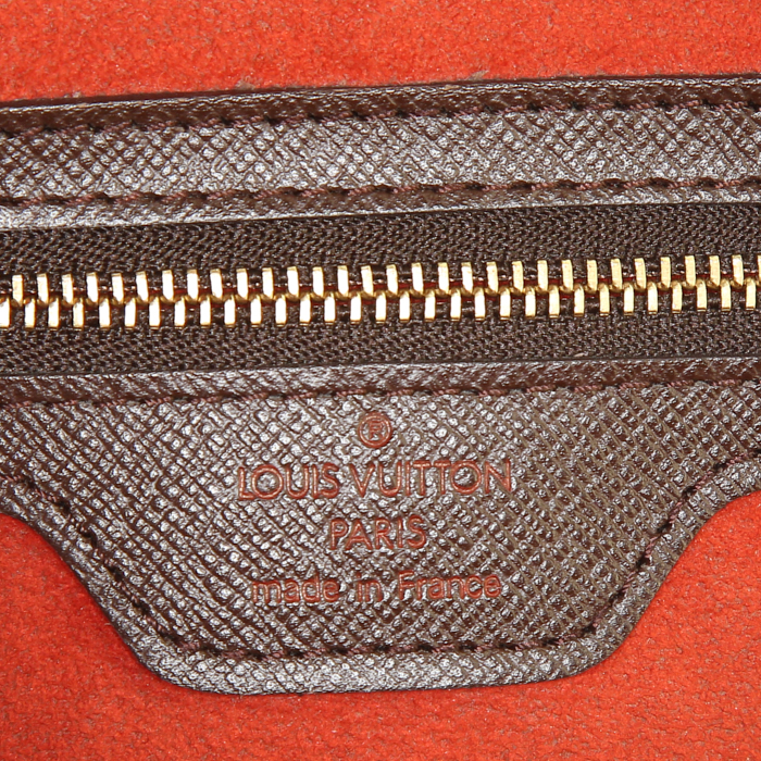 Louis Vuitton Pont Neuf handbag in ebene damier canvas and brown leather - Detail D3