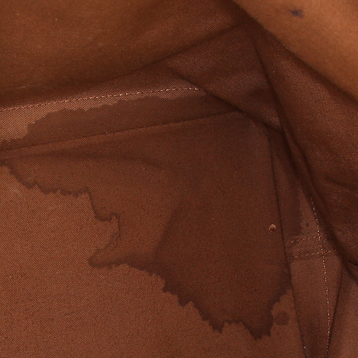 Borsa da viaggio Louis Vuitton Greenwich in tela a scacchi marrone e pelle naturale - Detail D4