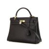 Hermes Kelly 32 cm bag in black grained leather - 00pp thumbnail