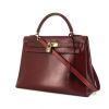 Hermes Kelly 32 cm bag worn on the shoulder or carried in the hand in burgundy box leather - 00pp thumbnail