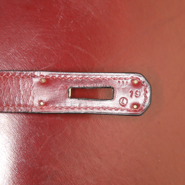 Sac porté épaule ou main Hermes Kelly 32 cm en cuir box bordeaux - Detail D5