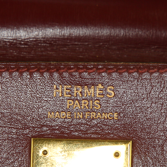 Bolso de mano Hermes Kelly 35 cm, 1989, en cuero box color burdeos - Detail D4