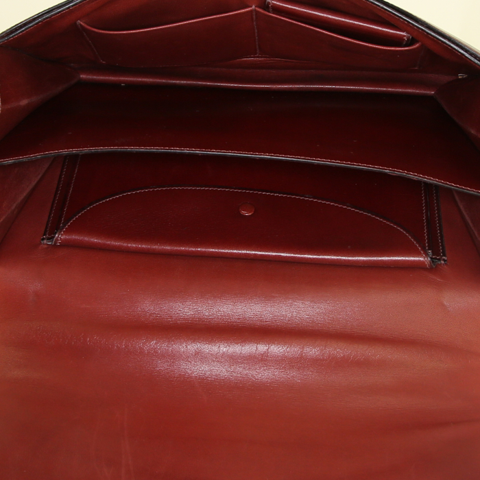 Bolso de mano Hermes Ring en cuero box color coñac - Detail D2