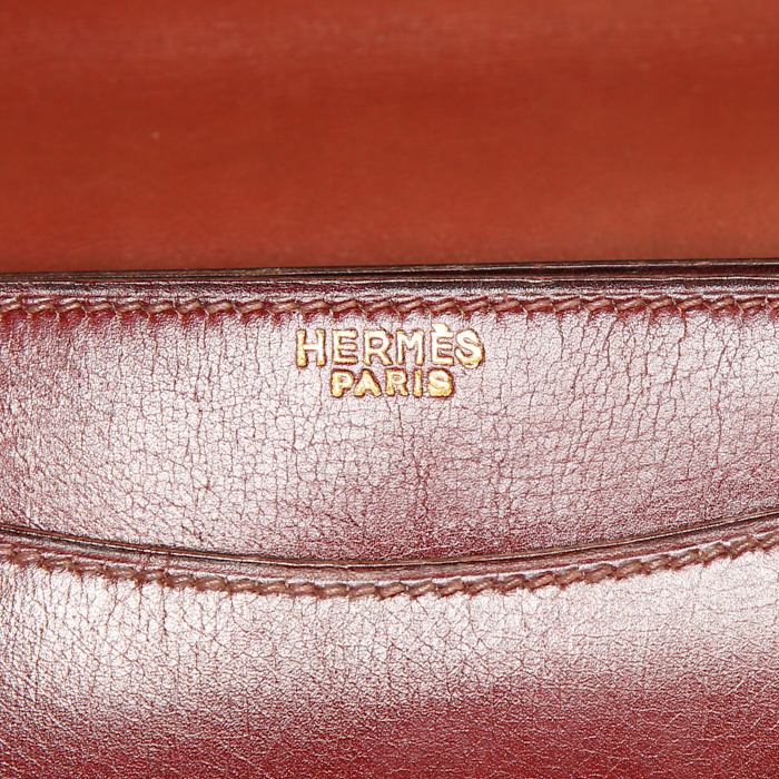 Hermes Ring handbag in cognac box leather - Detail D3