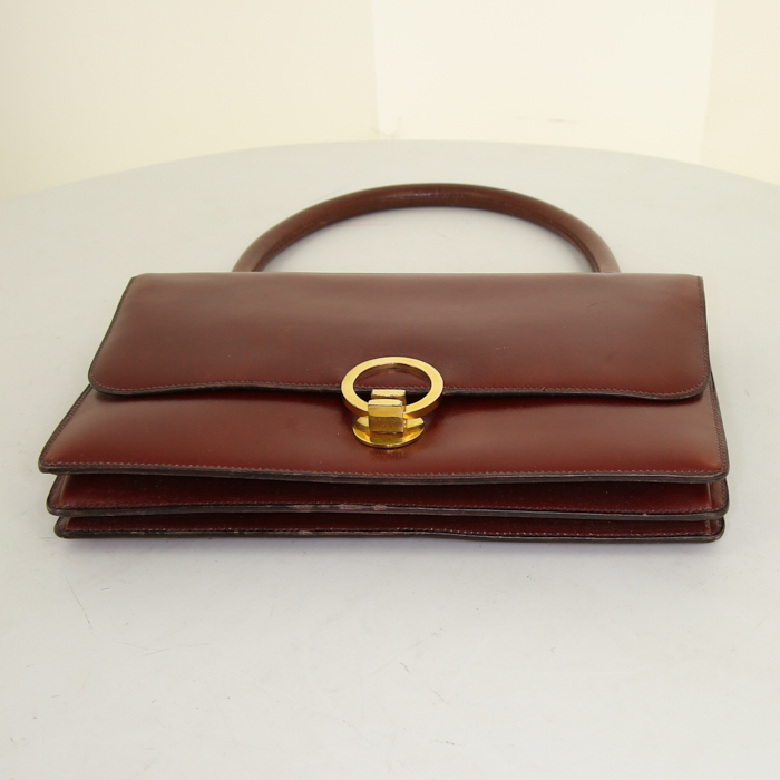 Hermes Ring handbag in cognac box leather - Detail D4