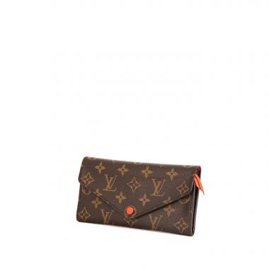 Portefeuille Louis Vuitton Joséphine en toile monogram marron et cuir orange