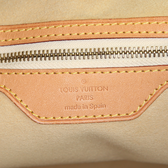 Bolso de mano Louis Vuitton Hampstead en lona a cuadros azul celeste y cuero natural - Detail D3