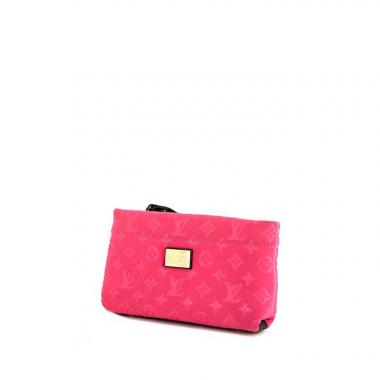Pochette Louis Vuitton Neoprene Scuba en toile monogram rose et cuir noir